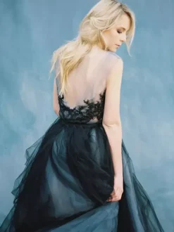 Gothic Black Wedding Dresses A-Line V-Neck Sleeveless Ball Gown Tulle Lace Bridal Gown Free Customization