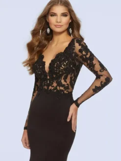 Gothic Black Wedding Dresses Mermaid V-Neck Long Sleeves Lace Backless With Train Bridal Dress Free Customization