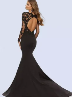 Gothic Black Wedding Dresses Mermaid V-Neck Long Sleeves Lace Backless With Train Bridal Dress Free Customization