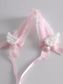 Gothic Lolita Accessories Ecru White Ruffles Bows Lace Headwear Headdress