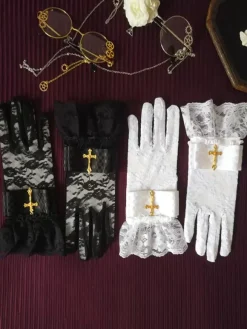 Gothic Lolita Accessories White Lace Ruffles Oversleeves Miscellaneous