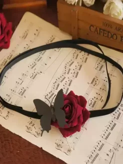 Gothic Lolita Accessories Blue Flowers Butterfly Accessory Miscellaneous