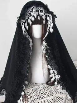 Gothic Lolita Accessories Black+White Lace Ruffles Headwear Miscellaneous