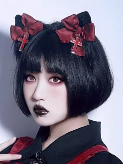 Gothic Lolita Accessories Black Cross Bow Accessory Miscellaneous