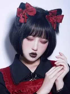 Gothic Lolita Accessories Black Cross Bow Accessory Miscellaneous