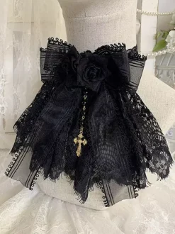 Gothic Lolita Accessories Burgundy Chains Flowers Lace Accessory Miscellaneous