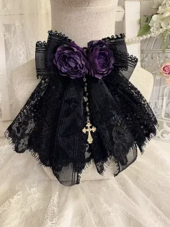 Gothic Lolita Accessories Burgundy Chains Flowers Lace Accessory Miscellaneous