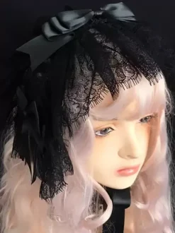 Gothic Lolita Accessories White Lace Bows Headwear Miscellaneous