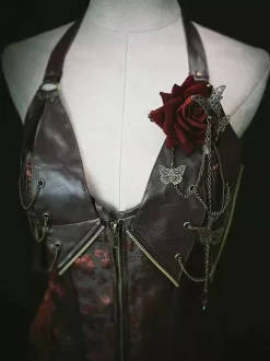Gothic Lolita Accessories Red Chains Flowers Accessory Metal Miscellaneous