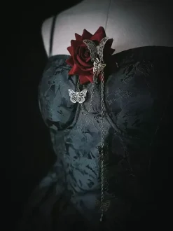 Gothic Lolita Accessories Red Chains Flowers Accessory Metal Miscellaneous