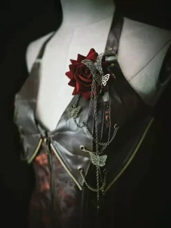 Gothic Lolita Accessories Red Chains Flowers Accessory Metal Miscellaneous