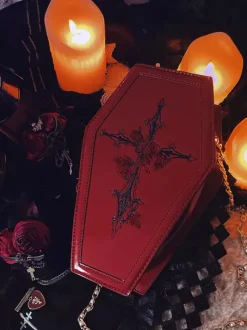 Gothic Lolita Bag Burgundy PU Leather PU Leather Cross-body Bag Lolita Accessories