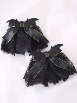 Gothic Lolita Black Bows Polyester Fiber Oversleeves Bow Miscellaneous Lolita Accessories