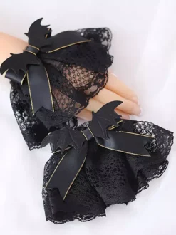 Gothic Lolita Black Bows Polyester Fiber Oversleeves Bow Miscellaneous Lolita Accessories