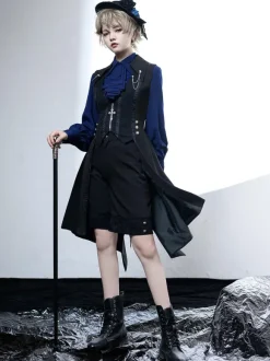 Gothic Lolita Bloomers Metal Details Straight Black Lolita Shorts