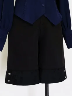 Gothic Lolita Bloomers Metal Details Straight Black Lolita Shorts