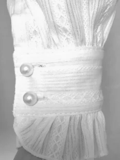 Gothic Lolita Blouses Lolita Top Ruffles Long Sleeves Blouse Stripes White Lolita Shirt