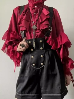 Gothic Lolita Blouses Lolita Top White Long Sleeves Ruffles Lolita Shirt