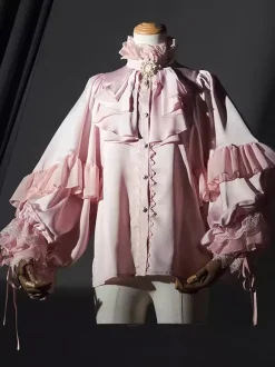Gothic Lolita Blouses Lolita Top White Long Sleeves Ruffles Lolita Shirt