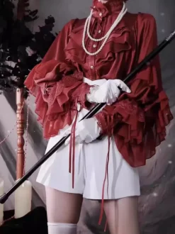 Gothic Lolita Blouses Lolita Top White Long Sleeves Ruffles Lolita Shirt