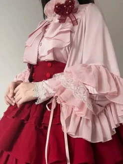 Gothic Lolita Blouses Lolita Top White Long Sleeves Ruffles Lolita Shirt