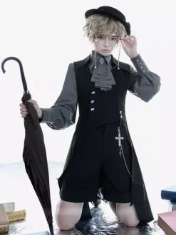 Gothic Lolita Blouses Long Sleeves Lolita Top Blouse Gray Lolita Shirt