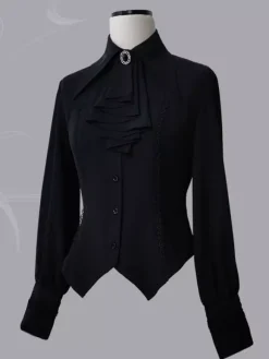Gothic Lolita Blouses Long Sleeves Lolita Top Blouse Gray Lolita Shirt