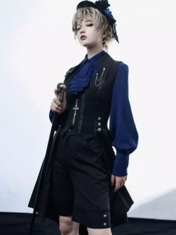 Gothic Lolita Blouses Long Sleeves Lolita Top Blouse Gray Lolita Shirt