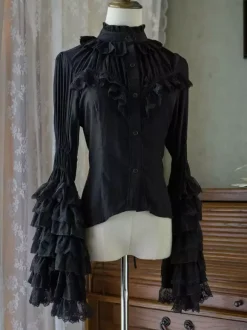 Gothic Lolita Blouses Ruffles Long Sleeves Lolita Top Blouse White Lolita Shirt