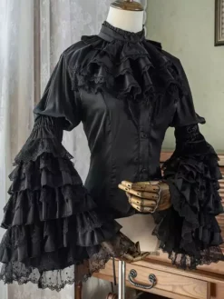 Gothic Lolita Blouses Ruffles Long Sleeves Lolita Top Blouse White Lolita Shirt