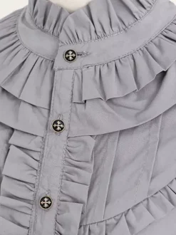Gothic Lolita Blouses Ruffles Bows Lolita Top Long Sleeves Gray Lolita Shirt