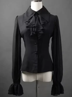 Gothic Lolita Blouses White Long Sleeves Lolita Top Ruffles Lolita Shirt