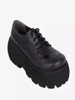 Gothic Lolita Boots Black PU Round Toe PU Leather Lolita Footwear