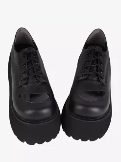 Gothic Lolita Boots Black PU Round Toe PU Leather Lolita Footwear