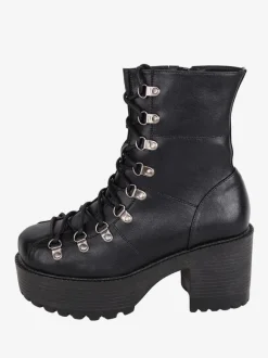 Gothic Lolita Boots Black PU Round Toe PU Leather Lolita Footwear