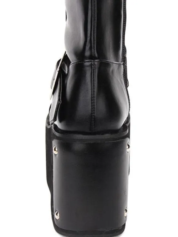 Gothic Lolita Boots Buckle Rivet Platform Black Lolita Footwear