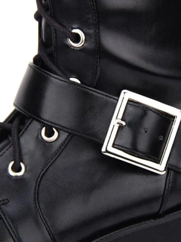 Gothic Lolita Boots Buckle Rivet Platform Black Lolita Footwear