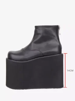 Gothic Lolita Boots Platform Black Round Toe PU Leather Ankle Length Lolita Shoes
