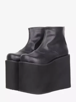 Gothic Lolita Boots Platform Black Round Toe PU Leather Ankle Length Lolita Shoes