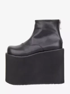 Gothic Lolita Boots Platform Black Round Toe PU Leather Ankle Length Lolita Shoes