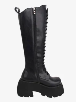 Gothic Lolita Boots PU Leather PU Round Toe Black Lolita Footwear