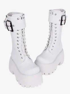 Gothic Lolita Boots PU Leather PU Round Toe Black Lolita Footwear