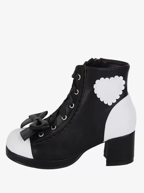 Gothic Lolita Boots PU Leather Floral Print Rivets Open Toe Black Lolita Footwear