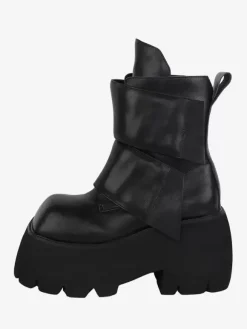 Gothic Lolita Boots PU Leather Tiered Square Toe Black Lolita Footwear