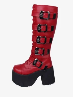Gothic Lolita Boots White Grommets Skeleton Round Toe PU Leather Lolita Footwear