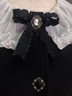 Gothic Lolita Coats Black Coat Bows Overcoat Polyester Winter Lolita Outwears