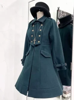 Gothic Lolita Coats Dark Green Coat Overcoat Polyester Winter Lolita Outwears