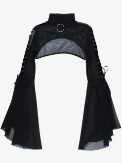 Gothic Lolita Cover-ups Black Grommets Lace up Top Polyester Lolita Outwears