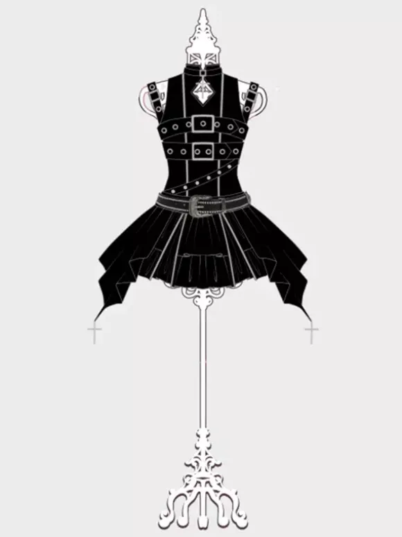 Gothic Lolita Dress Dark Elegant JSK Dress With Lace And Ruffles Cosplay Outfit