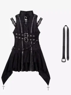 Gothic Lolita Dress Dark Elegant JSK Dress With Lace And Ruffles Cosplay Outfit